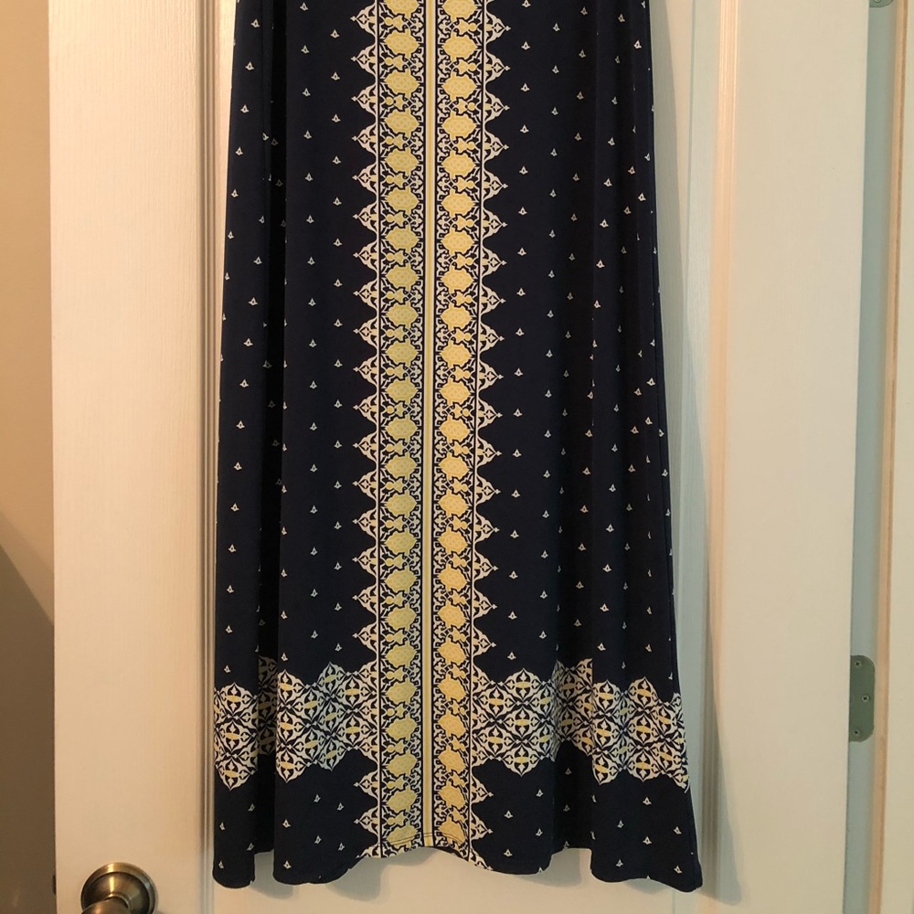 MSSP Long Navy Yellow and White Ladies Skirt  Size Small   EUC